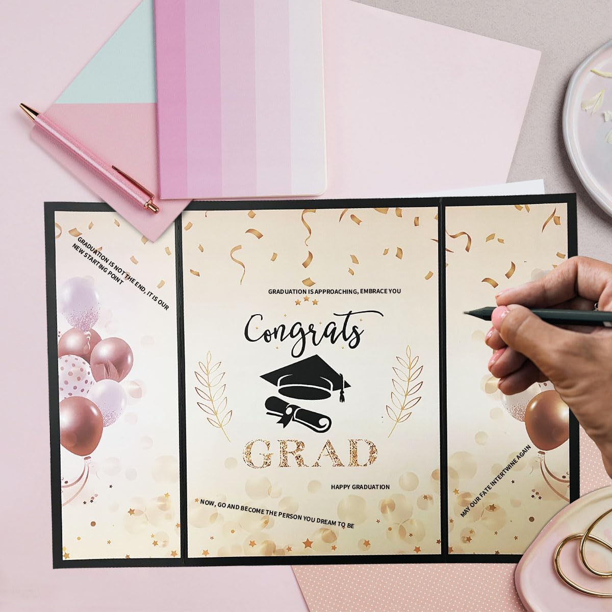Black Gold Graduation Party Decorations Book,Class of 2025 Congratulations Graduates Signature Guest Book for Congrats Graduation Gifts Party Supplies
